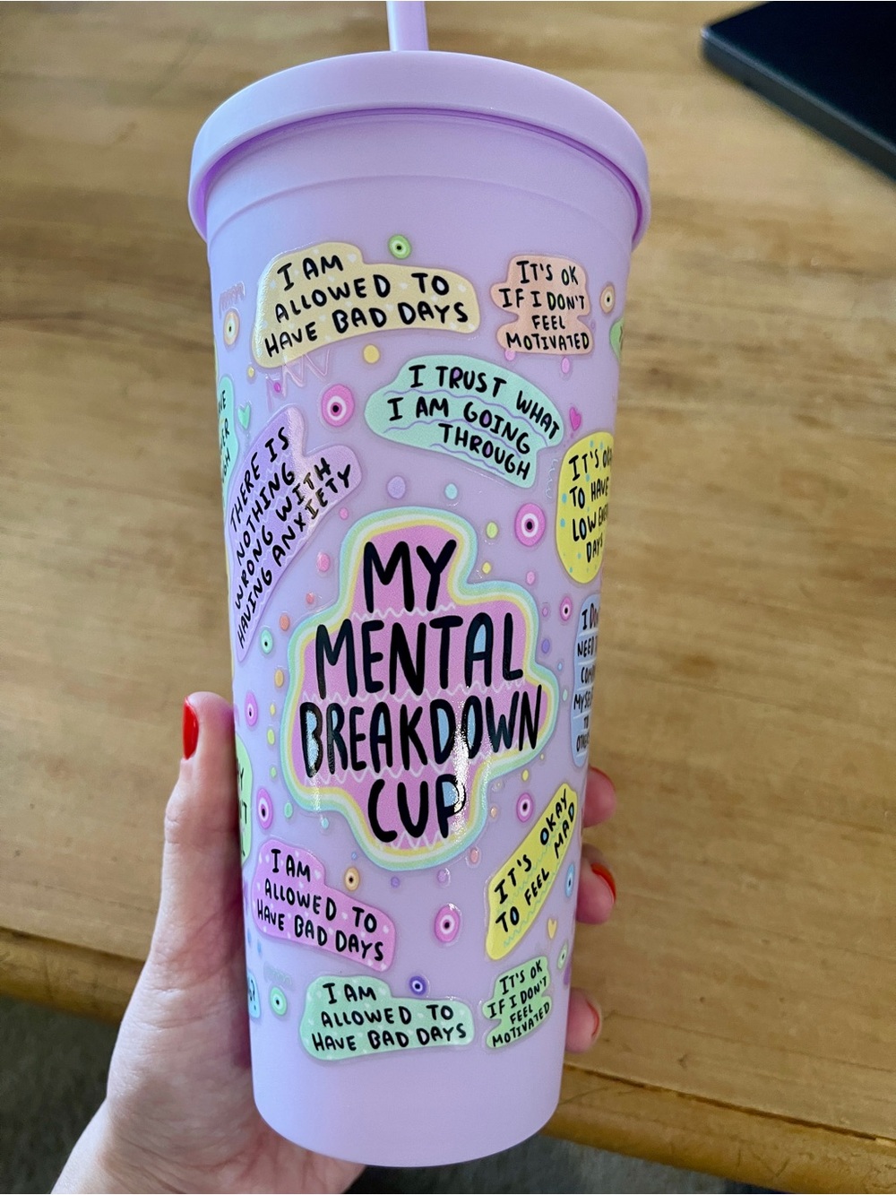 Pastel Lavender 'My Mental Breakdown Cup' Motivational Tumbler